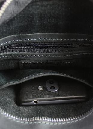 Чоловіча шкіряна сумка через плече планшет месендджер з клапаном чорна gmsmvp1287 фото