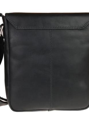 Чоловіча шкіряна сумка через плече планшет месендджер з клапаном чорна gmsmvp1282 фото