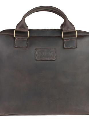 Кожаная мужская сумка для документов а4 с ручками большая горизонтальная через плечо коричневая smg103 фото