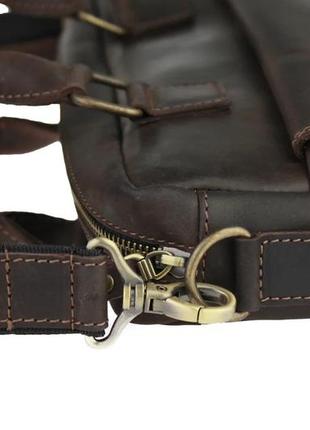 Кожаная мужская сумка для документов а4 с ручками большая горизонтальная через плечо коричневая smg106 фото
