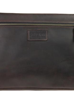 Кожаная мужская сумка для документов а4 с клапаном большая горизонтальная через плечо коричневая smg153 фото