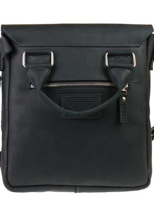 Мужская кожаная сумка через плечо планшет мессенджер с ручкой черная gmsmvp1462 фото