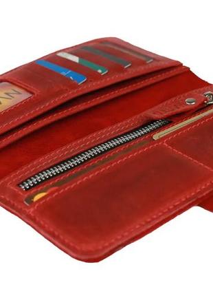 Женский кожаный кошелек купюрник из натуральной кожи красный5 фото