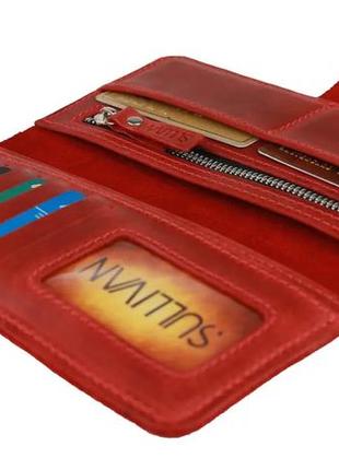 Женский кожаный кошелек купюрник из натуральной кожи красный4 фото