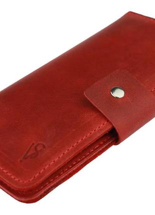 Женский кожаный кошелек купюрник из натуральной кожи красный2 фото