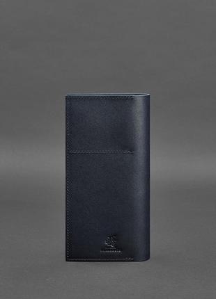 Тревел-кейс кошелек органайзер лонгер портмоне из натуральной кожи темно-синий2 фото
