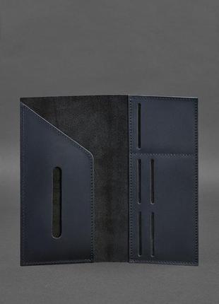 Тревел-кейс кошелек органайзер лонгер портмоне из натуральной кожи темно-синий4 фото