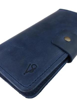 Женский кожаный кошелек купюрник из натуральной кожи синий2 фото