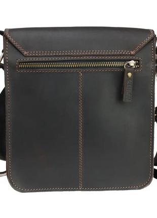 Чоловіча шкіряна сумка через плече планшет месендджер з клапаном коричнева gmsmvp1103 фото