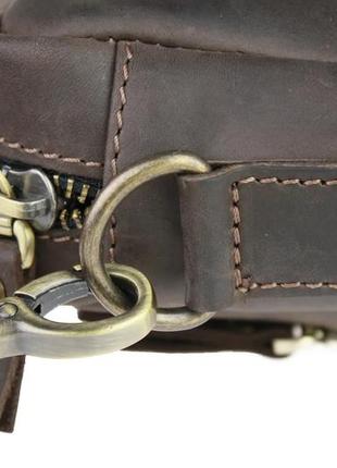 Кожаная мужская сумка для документов а4 с ручками большая горизонтальная через плечо коричневая smg84 фото