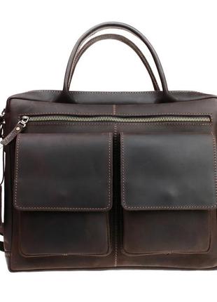 Кожаная мужская сумка для документов а4 с ручками большая горизонтальная через плечо коричневая smg132 фото