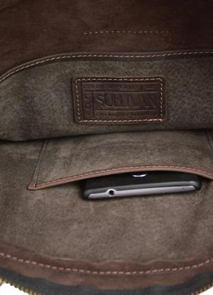 Кожаная мужская сумка для документов а4 с ручками большая горизонтальная через плечо коричневая smg137 фото