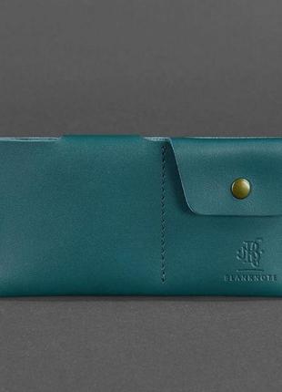 Жіночий шкіряний гаманець клатч купюрник-ленгер із натуральної шкіри зелений