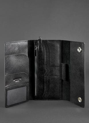 Тревел-кейс кошелек клатч органайзер портмоне из натуральной кожи черный5 фото