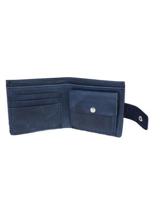 Маленький кожаный женский кошелек портмоне из натуральной кожи синий2 фото