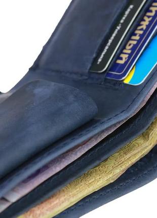 Маленький шкіряний жіночий гаманець портмоне з натуральної шкіри синій9 фото