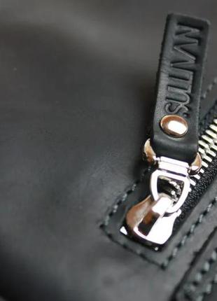 Маленькая мужская кожаная сумка барсетка клатч на руку черная gmsmmbk137 фото