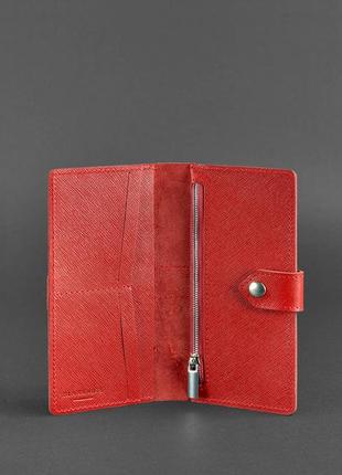 Женский кожаный кошелек клатч купюрник лонгер из натуральной кожи красный4 фото