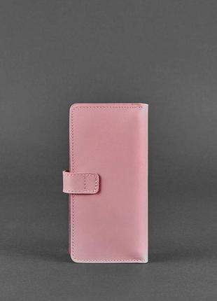 Женский кожаный кошелек клатч купюрник из натуральной кожи розовый3 фото