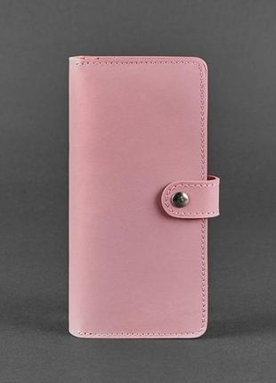 Женский кожаный кошелек клатч купюрник из натуральной кожи розовый