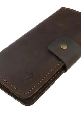 Чоловічий шкіряний гаманець купюрник-ленгер із натуральної шкіри коричневий2 фото