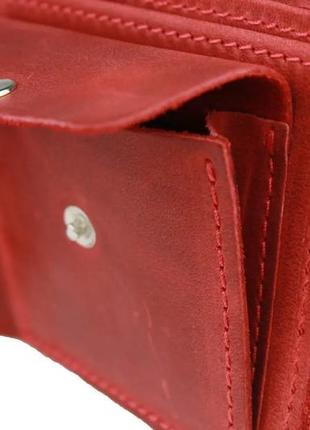 Маленький шкіряний жіночий гаманець портмоне з натуральної шкіри червоний5 фото
