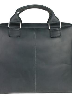 Кожаная мужская сумка для документов а4 с ручками большая горизонтальная через плечо черная smg93 фото