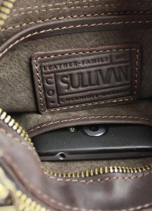 Мужская кожаная сумка через плечо планшет мессенджер с клапаном коричневая gmsmvp1308 фото