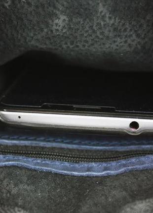 Чоловіча шкіряна сумка через плече планшет местенджер синя gmsmvp1077 фото