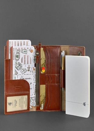 Тревел-кейс кошелек клатч органайзер портмоне из натуральной кожи светло-коричневый6 фото