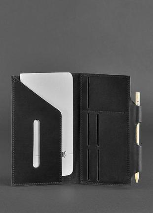 Тревел-кейс гаманець органайзер холдер для документів портмоне з натуральної шкіри чорний5 фото
