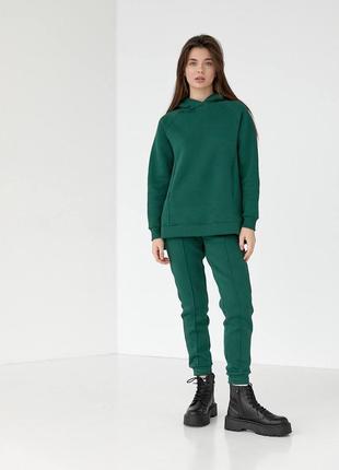 Модний спортивний костюм на флісі з подовженим худі 🤩