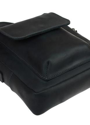 Мужская кожаная сумка-барсетка с ручкой и ремнем через плечо планшет мессенджер черная gmsmvp1474 фото
