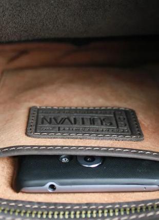 Чоловіча шкіряна сумка через плече планшет месендджер з клапаном коричнева gmsmvp595 фото