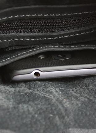 Мужская кожаная сумка через плечо планшет мессенджер черная gmsmvp1248 фото
