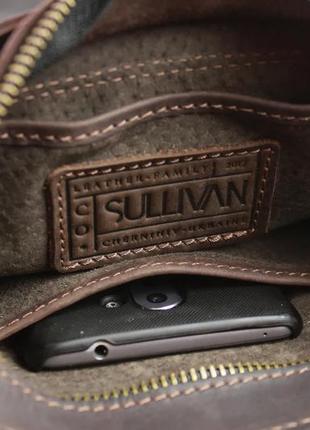 Мужская кожаная сумка через плечо планшет мессенджер с клапаном коричневая gmsmvp1266 фото