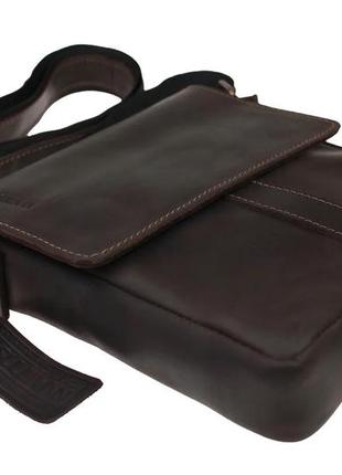 Мужская кожаная сумка через плечо планшет мессенджер с клапаном коричневая gmsmvp1264 фото