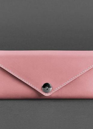 Женский кожаный кошелек клатч купюрник из натуральной кожи розовый
