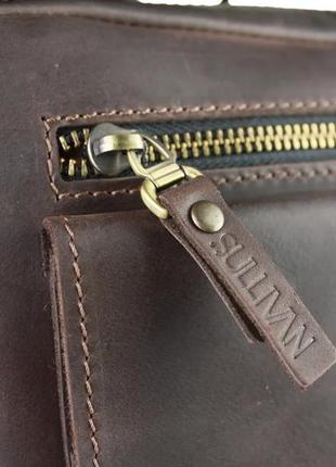 Мужская кожаная сумка-барсетка с ручкой и ремнем через плечо планшет мессенджер коричневая gmsmvp1058 фото
