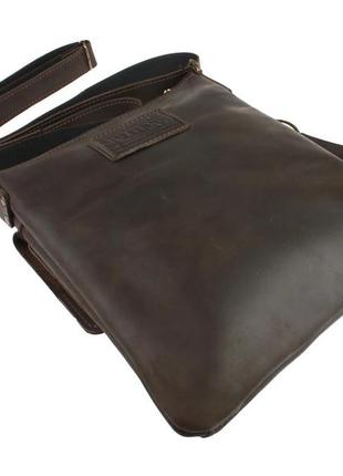 Мужская кожаная сумка через плечо планшет мессенджер коричневая gmsmvp573 фото
