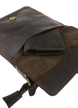 Мужская кожаная сумка через плечо планшет мессенджер коричневая gmsmvp572 фото