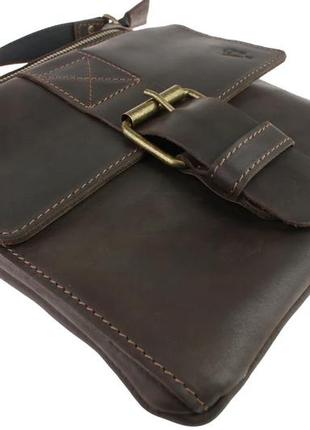 Мужская кожаная сумка через плечо планшет мессенджер коричневая gmsmvp574 фото