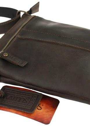 Мужская кожаная сумка через плечо планшет мессенджер коричневая gmsmvp704 фото