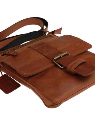 Чоловіча шкіряна сумка через плече планшет местенджер світло-коричнева gmsmvp1143 фото