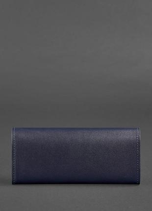 Женский кожаный кошелек клатч купюрник из натуральной кожи темно-синий3 фото