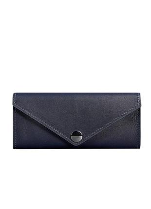 Женский кожаный кошелек клатч купюрник из натуральной кожи темно-синий6 фото