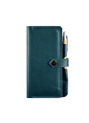 Тревел-кейс гаманець органайзер портмоне з натуральної шкіри зелений6 фото