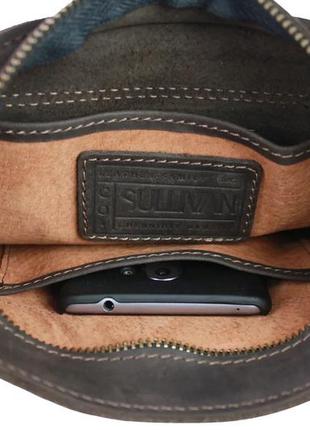 Чоловіча шкіряна сумка через плече планшет меседжер з клапаном коричнева gmsmvp477 фото
