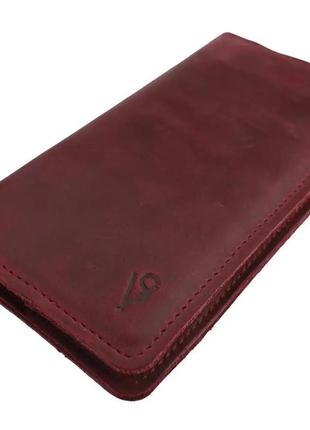 Жіночий шкіряний гаманець купюрник тревел-кейс з відділенням для паспорта з натуральної шкіри марсала2 фото