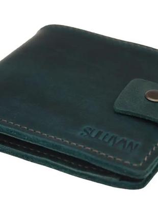 Шкіряний чоловічий гаманець портмоне з натуральної шкіри зелений2 фото